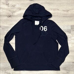 Women's Aerie Navy Blue V-Neck Hooded Sweatshirt